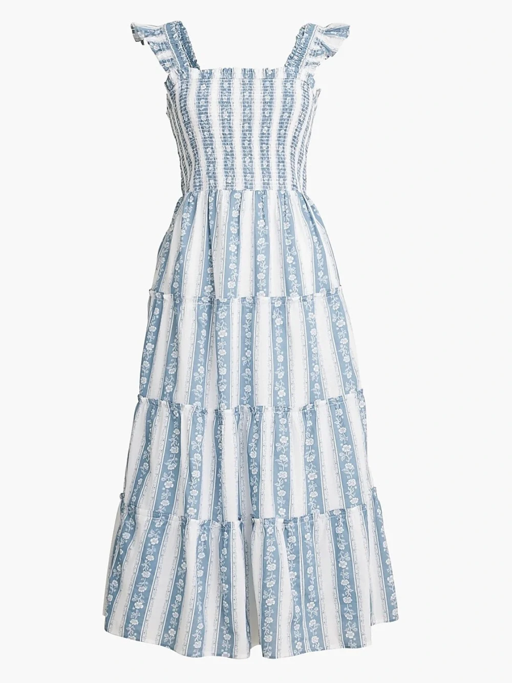 J. Crew white seaside printed smocked midi Dress size XS